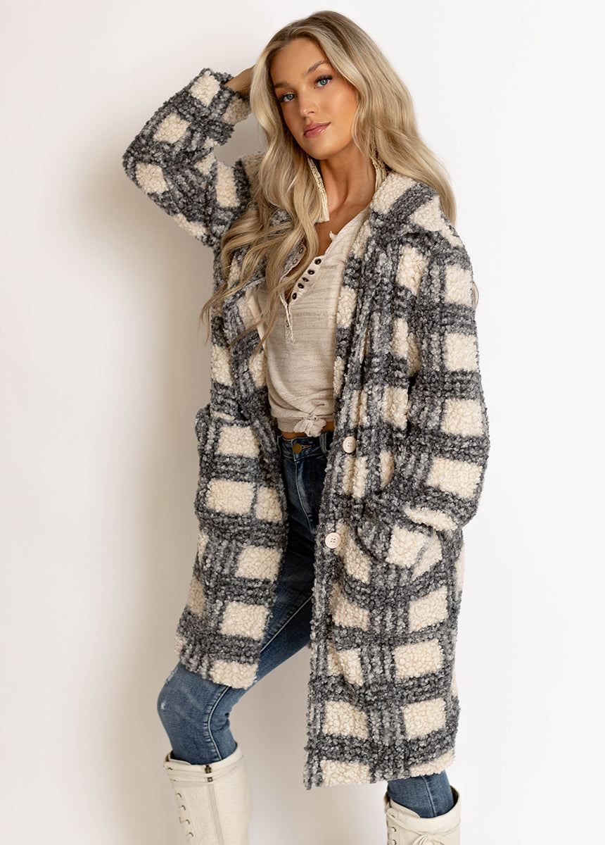 Gertie Coat in Gray Plaid-My Prom Time
