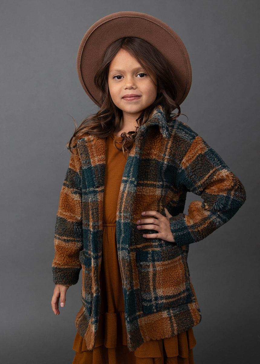 Gertrude Coat in Camel Plaid-My Prom Time