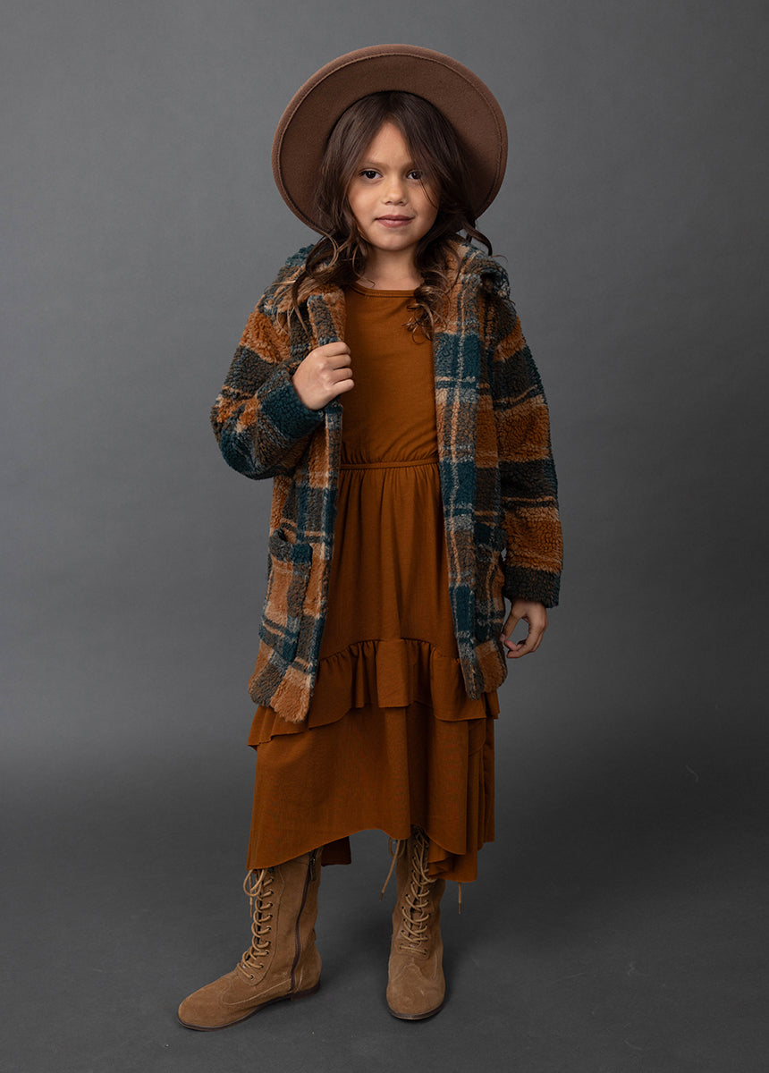 Gertrude Coat in Camel Plaid-My Prom Time