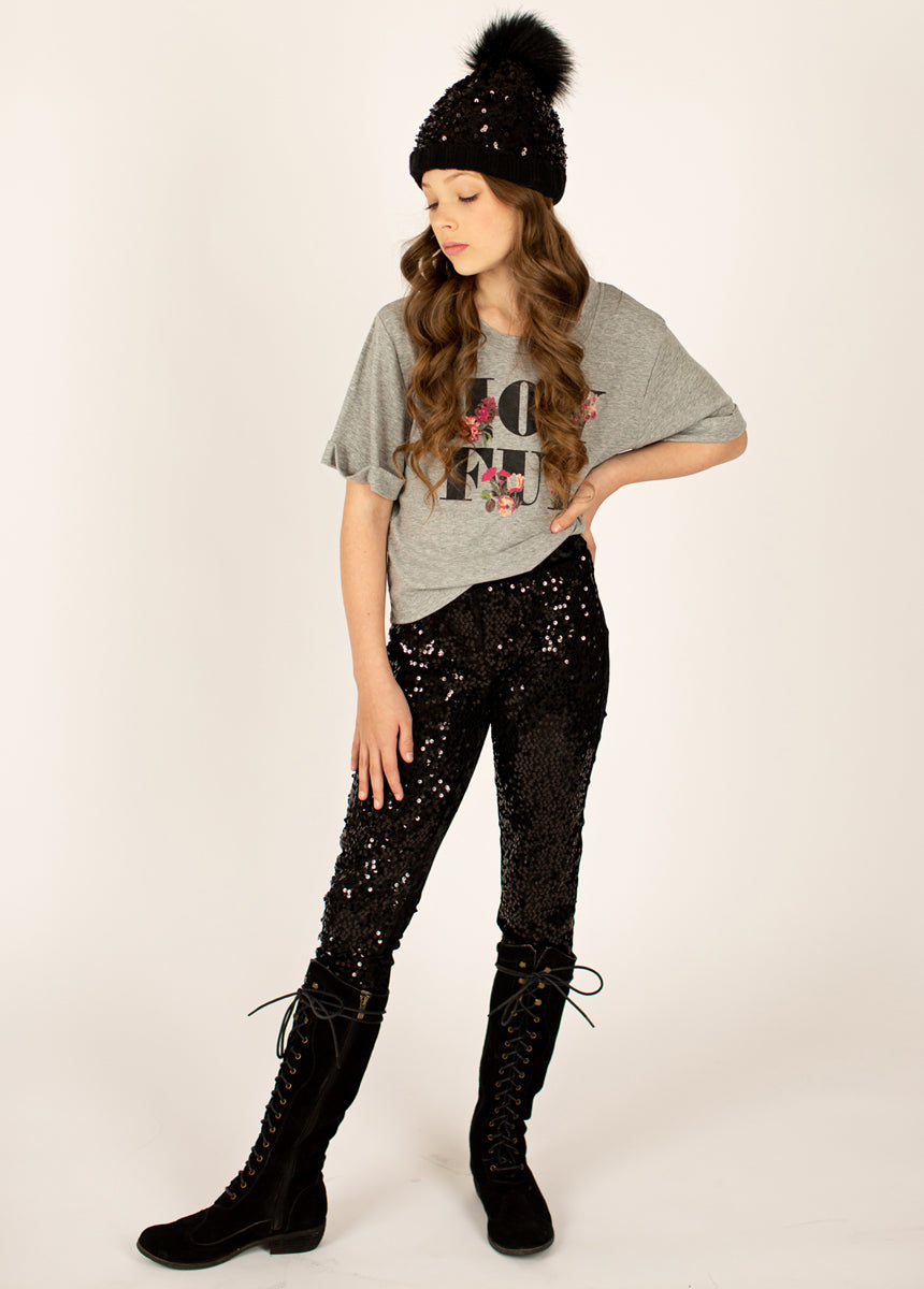 Chloe Sequins Beanie in Black-My Prom Time