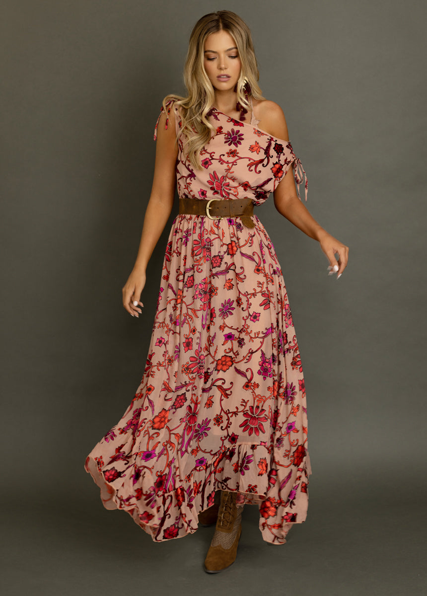 Gia Dress in Scarlet Flower-My Prom Time