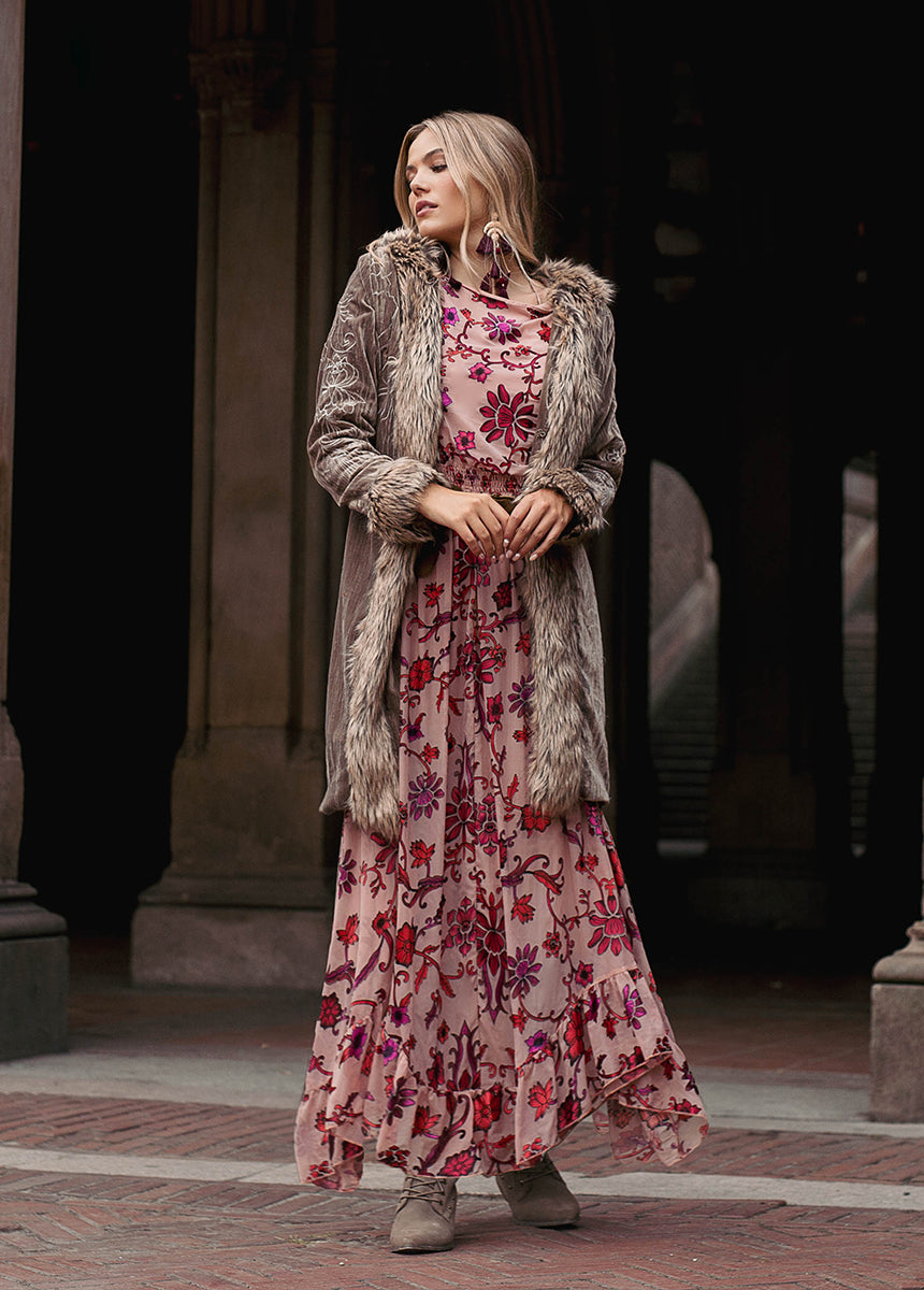 Gia Dress in Scarlet Flower-My Prom Time