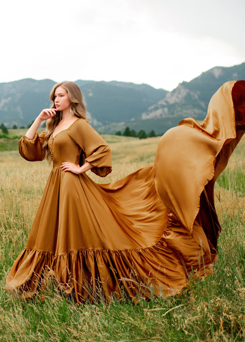 Lorna Impact Dress in Dark Honey-My Prom Time