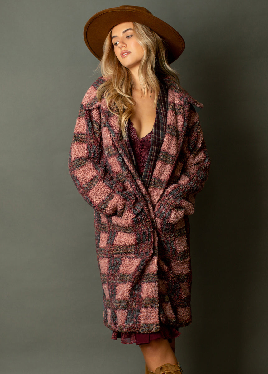 Gertie Coat in Rose Plaid-My Prom Time