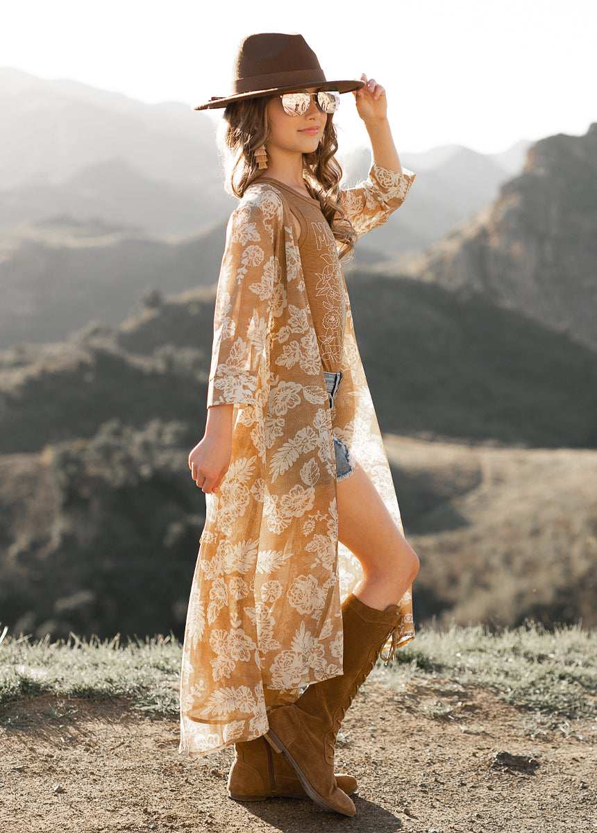 Katherine Duster in Neutral Floral-My Prom Time