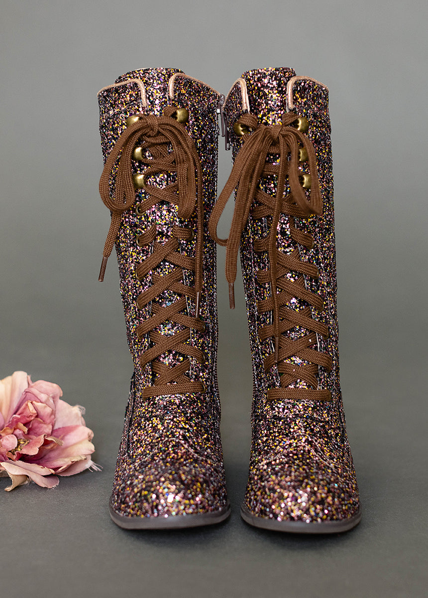 Keiko Tall Boots in Confetti Glitter-My Prom Time