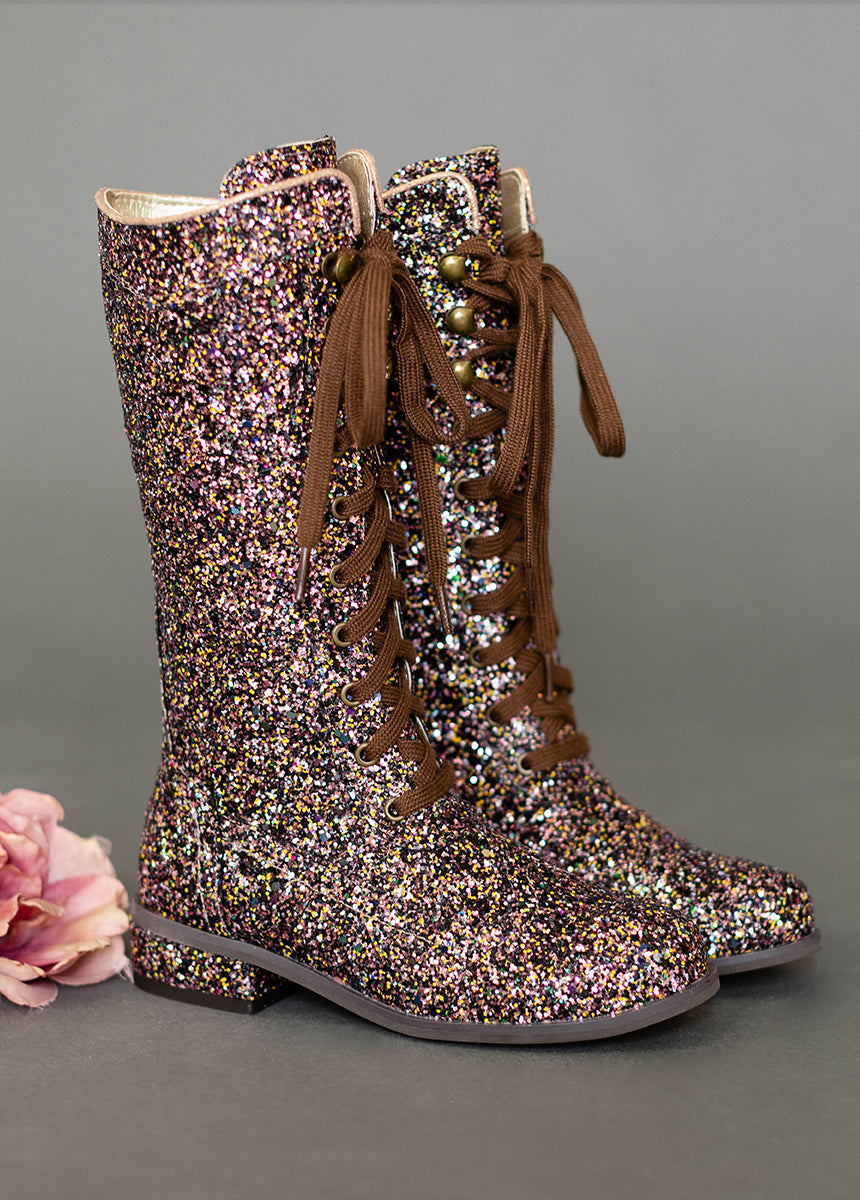 Keiko Tall Boots in Confetti Glitter-My Prom Time