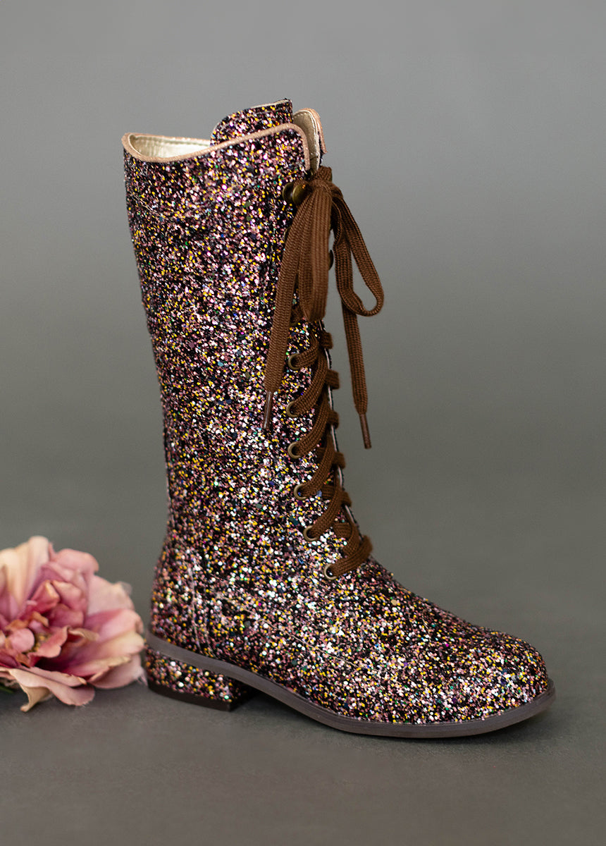 Keiko Tall Boots in Confetti Glitter-My Prom Time