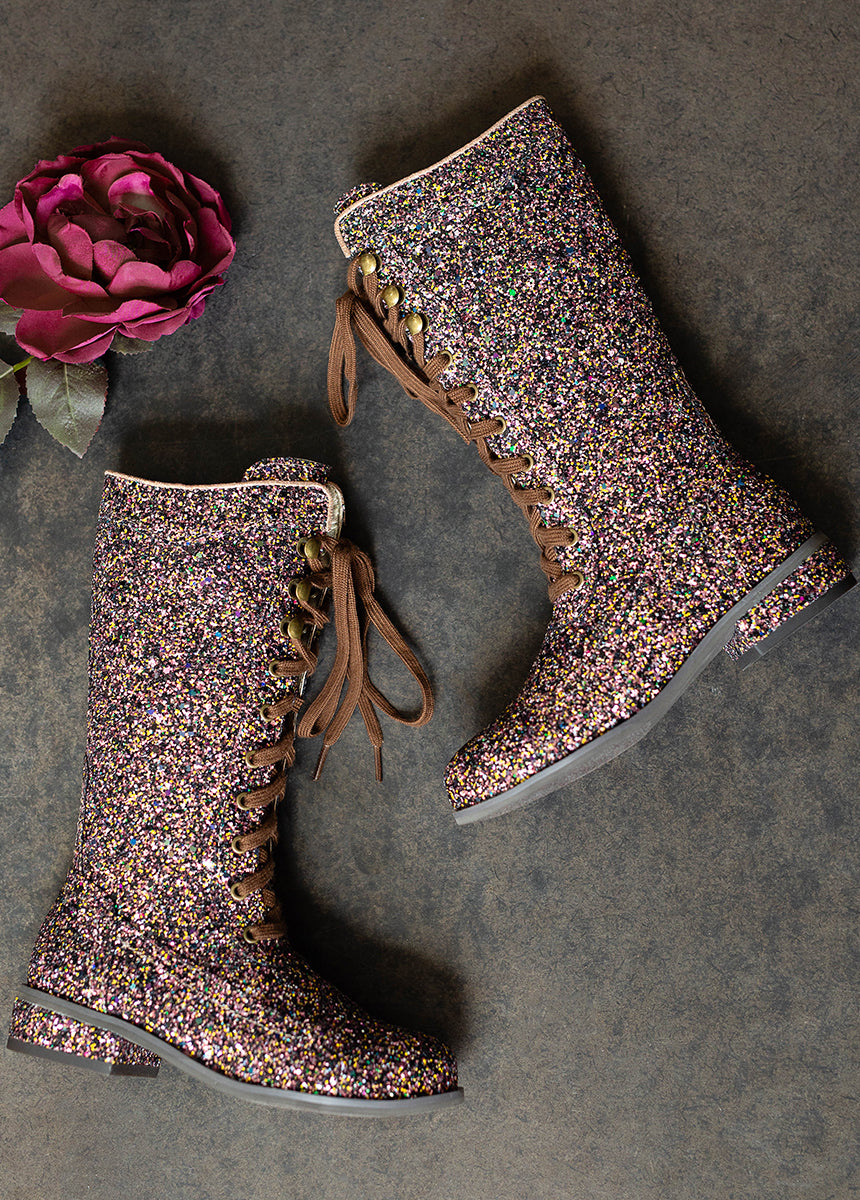 Keiko Tall Boots in Confetti Glitter-My Prom Time