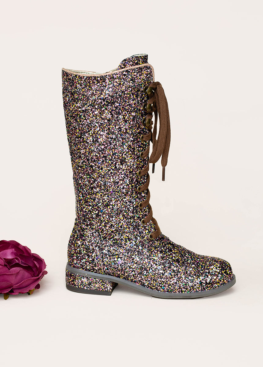 Keiko Tall Boots in Confetti Glitter-My Prom Time