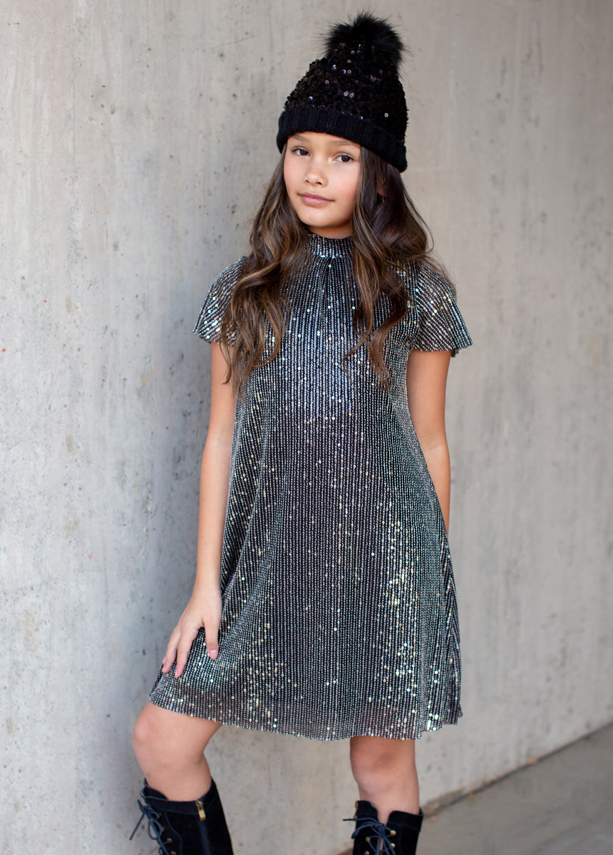 Chloe Sequins Beanie in Black-My Prom Time