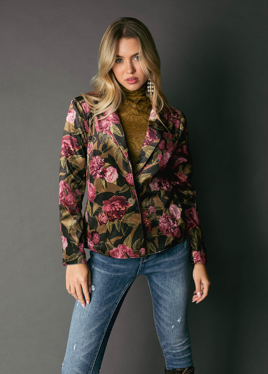 Louve Blazer in Bistre Floral-My Prom Time
