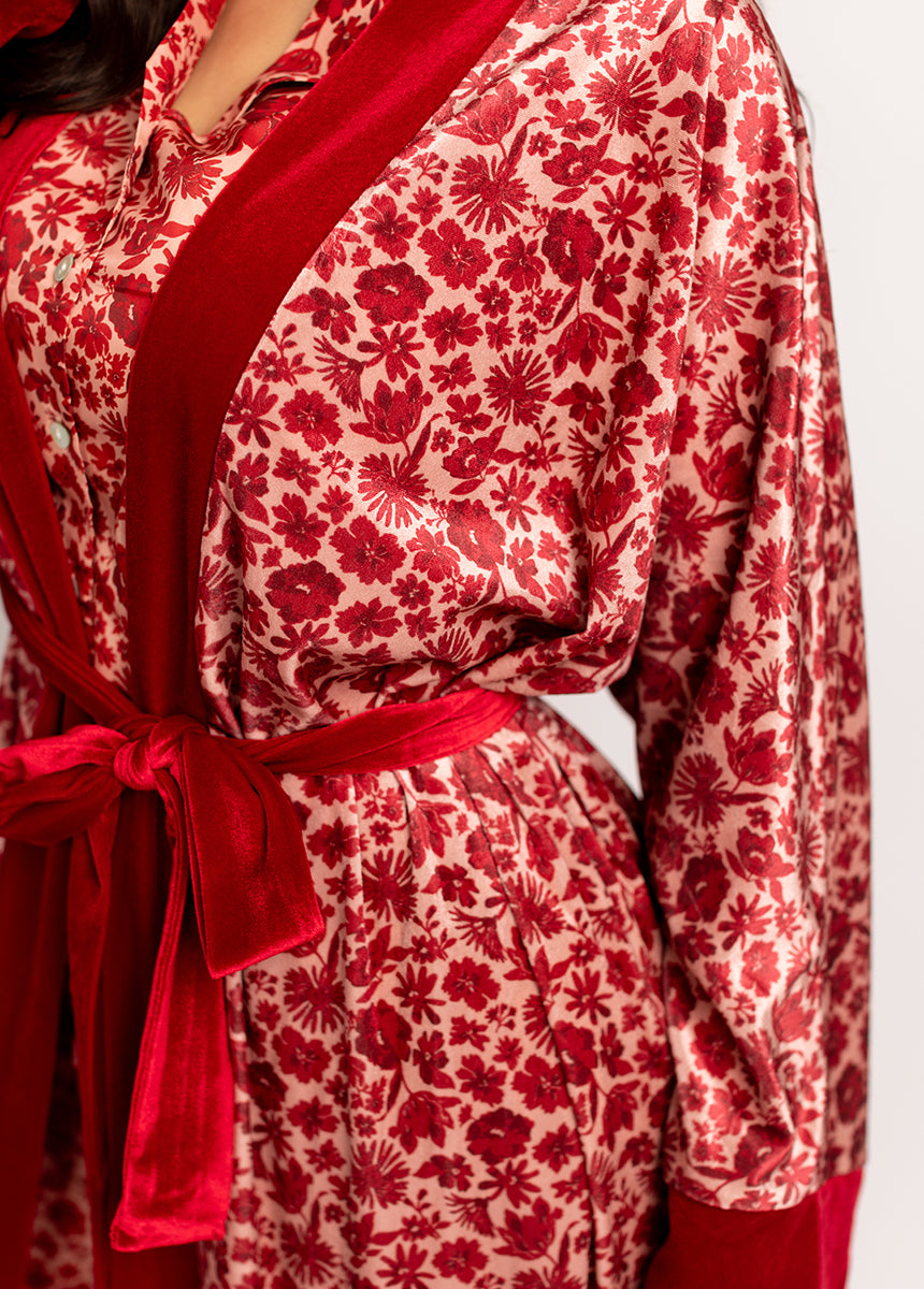 Kamila Robe in Red Floral-My Prom Time