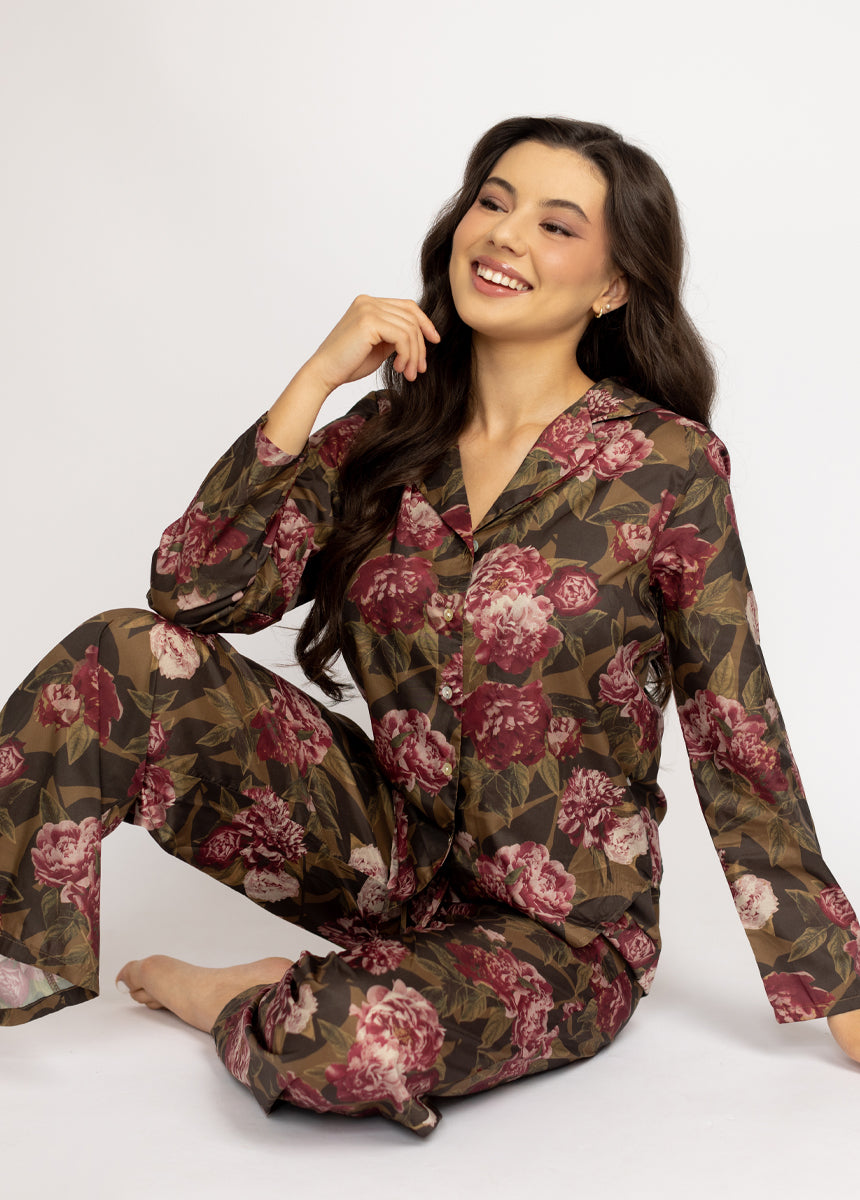 Lyana PJ Set in Bistre Floral-My Prom Time