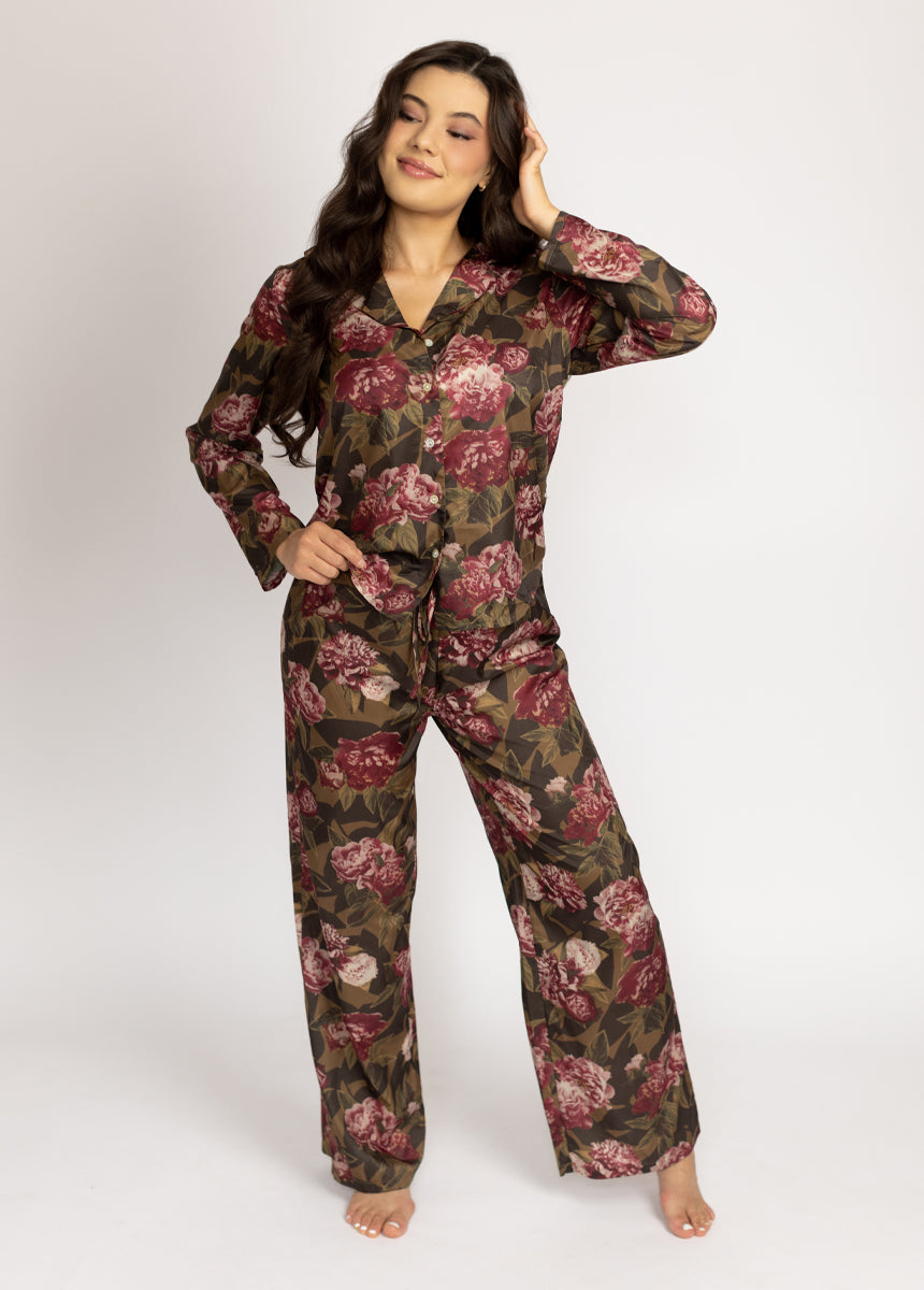 Lyana PJ Set in Bistre Floral-My Prom Time