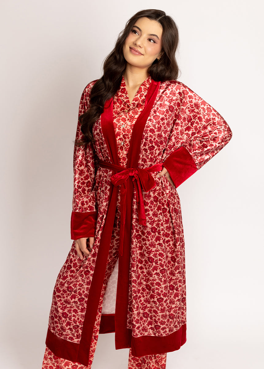 Kamila Robe in Red Floral-My Prom Time
