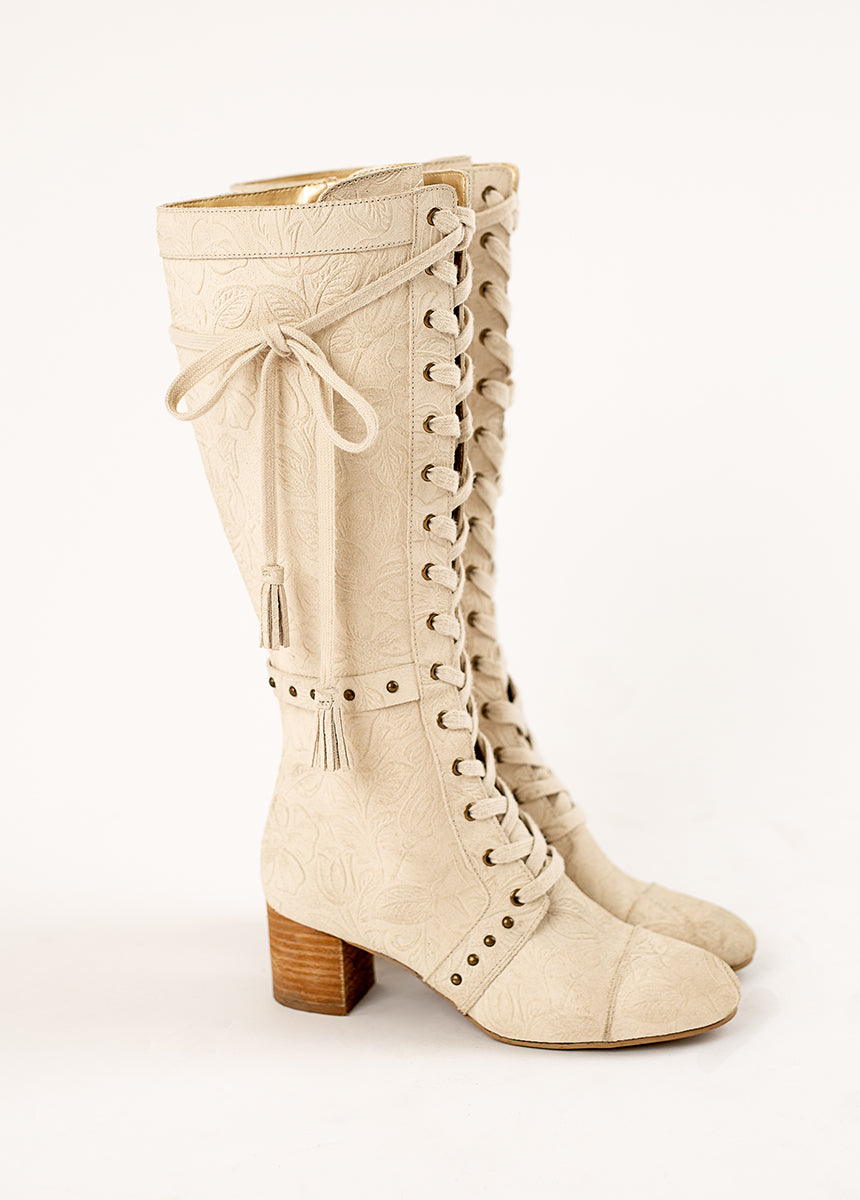 Marita Tall Boot in Bone-My Prom Time