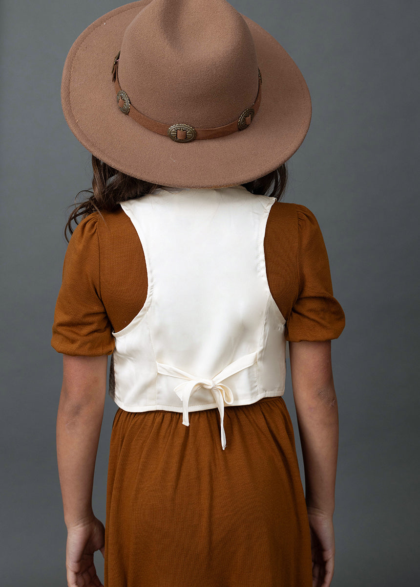 Meike Vest in Ecru Plaid-My Prom Time