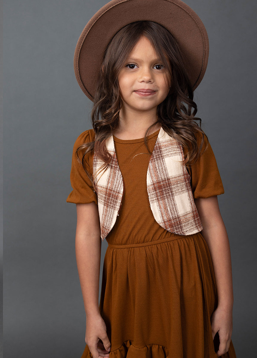 Meike Vest in Ecru Plaid-My Prom Time