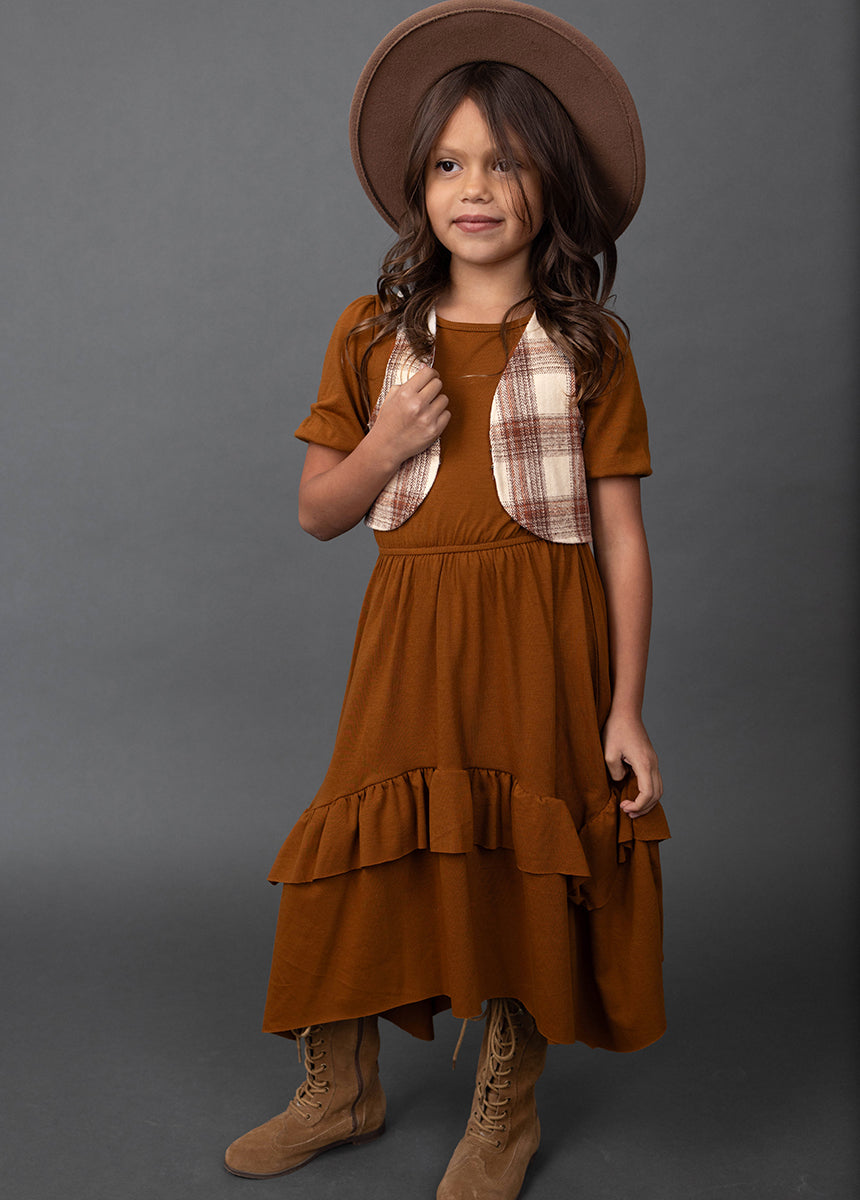 Meike Vest in Ecru Plaid-My Prom Time