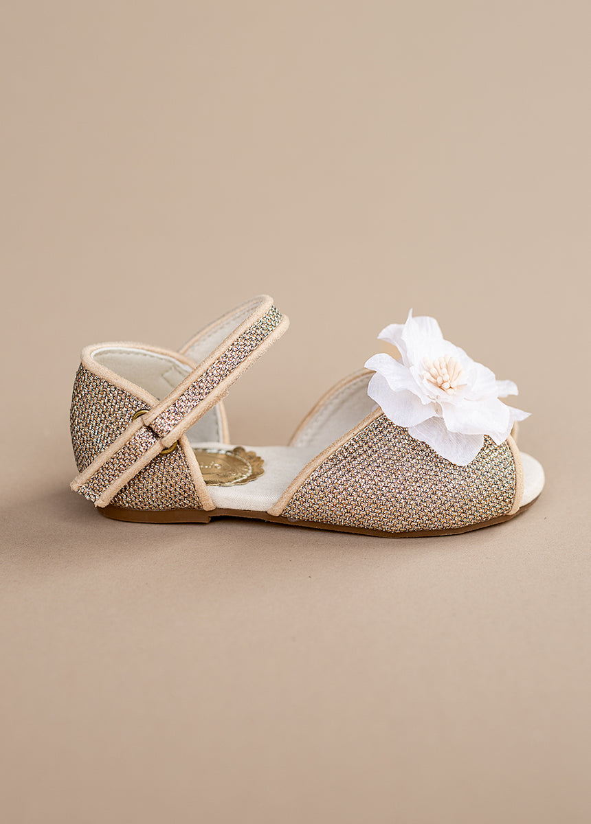 Mercedes Peep Toe Flats in Gold-My Prom Time