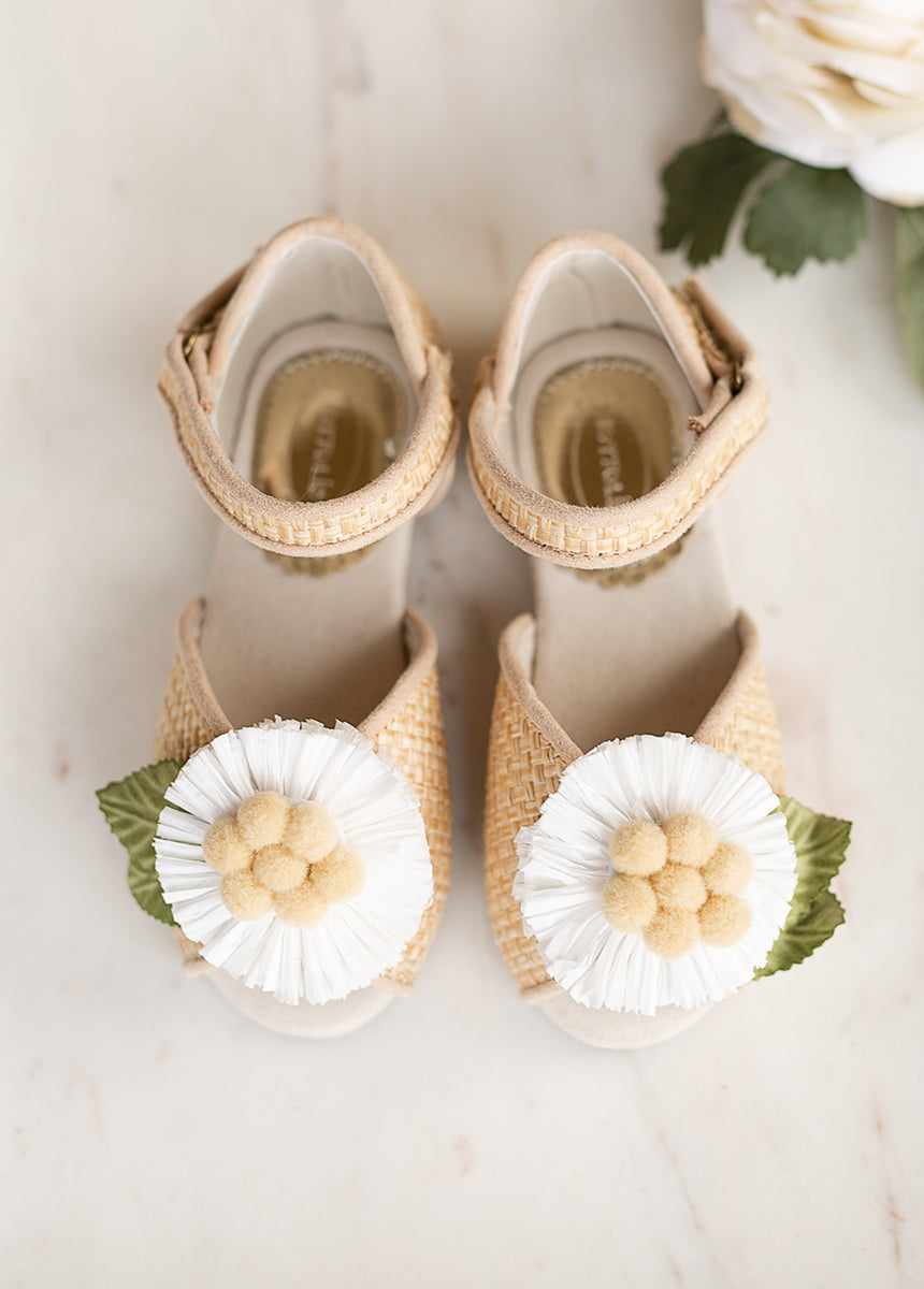 Mercedes Peep Toe Flats in Straw-My Prom Time