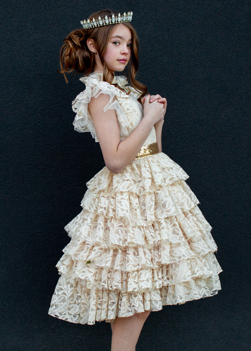Anouk Petticoat Dress in Vintage Ivory-My Prom Time