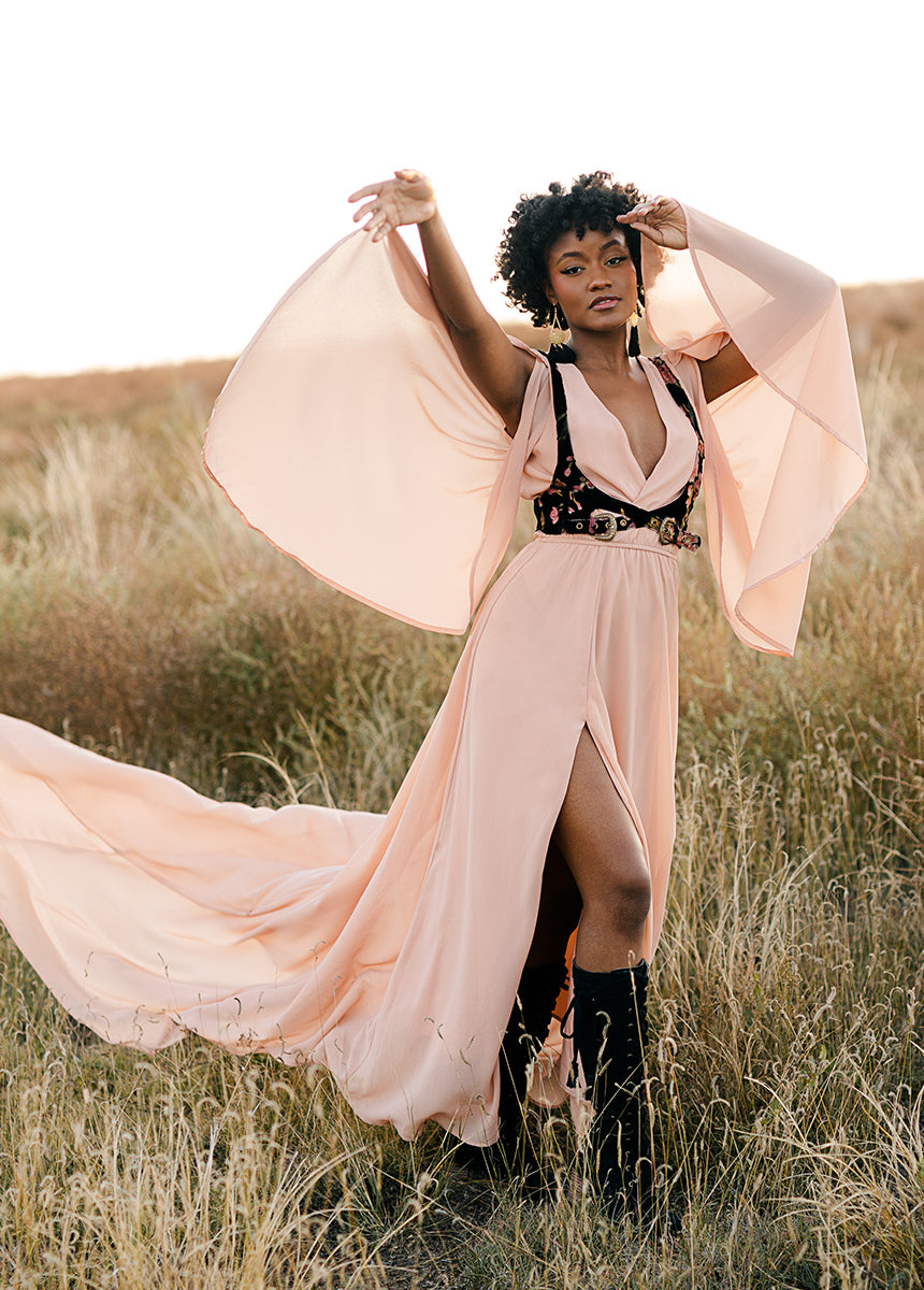 Tashia Harness in Black Floral Burnout-My Prom Time