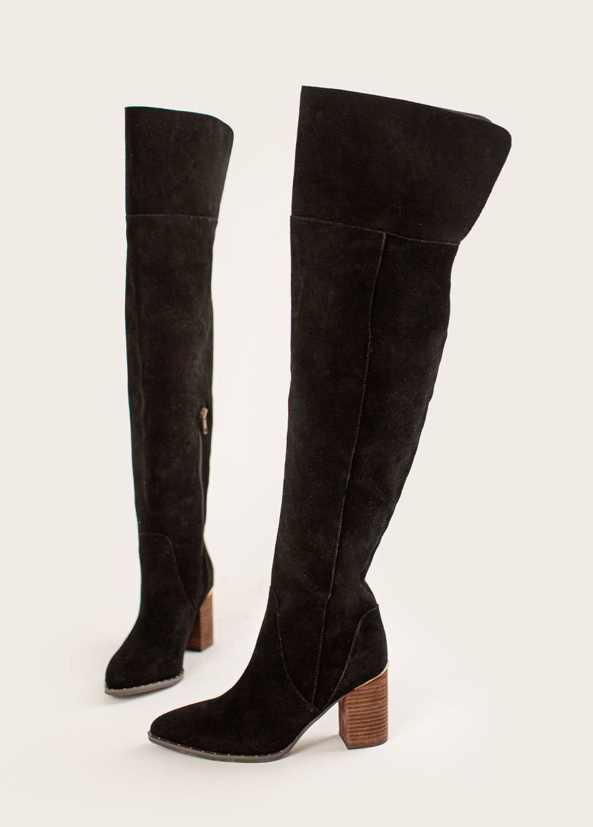 Nyra Slouch Boot in Washed Black-My Prom Time