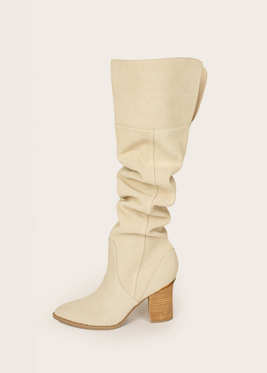 Nyra Slouch Boot in Ivory-My Prom Time