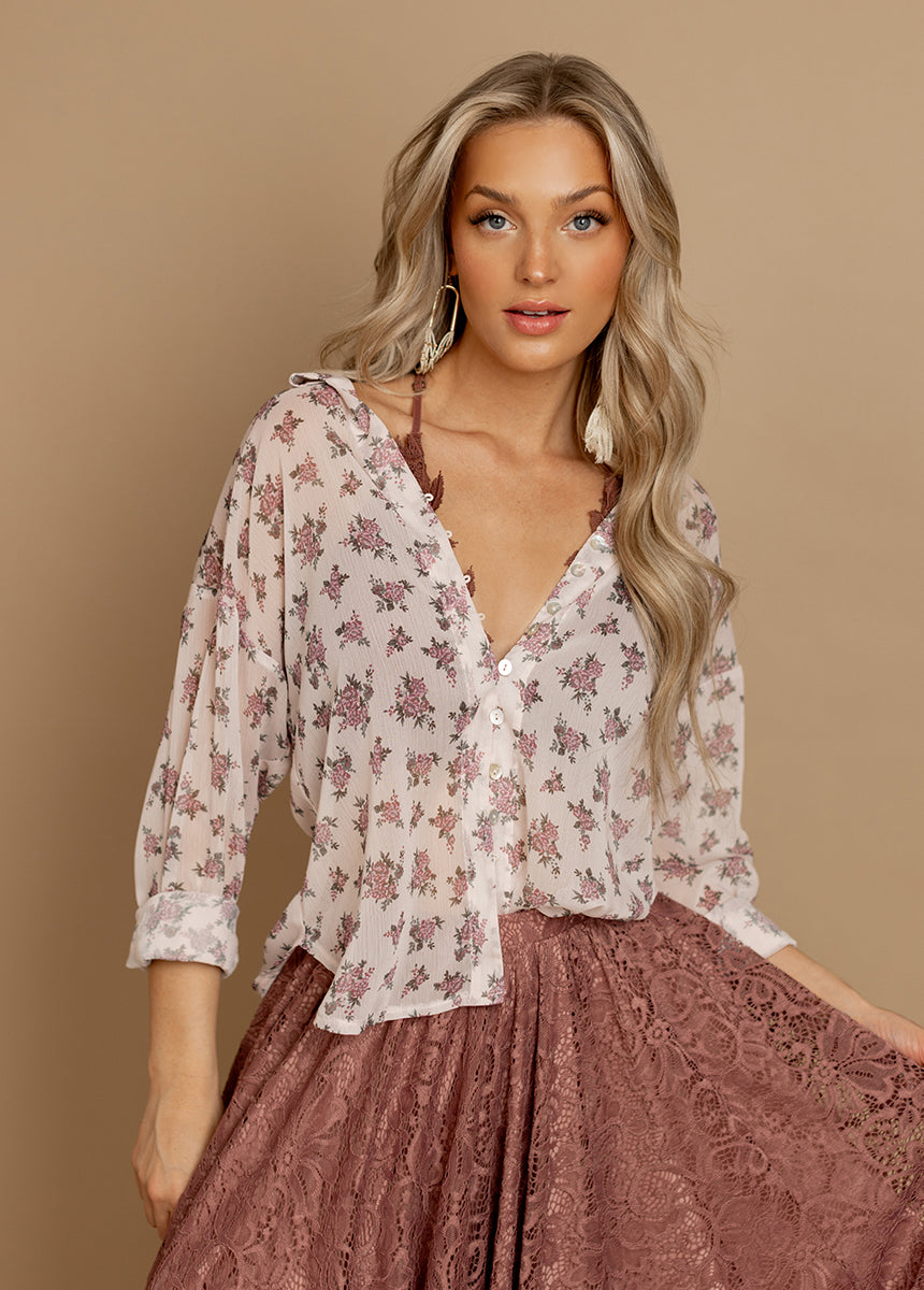 Agnes Top in Lilac Ditsy Floral-My Prom Time