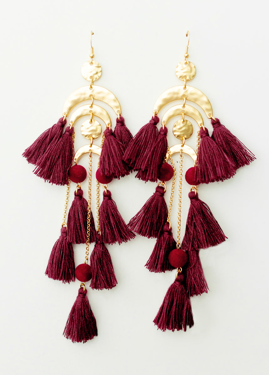 Pomla Earrings in Burgundy-My Prom Time