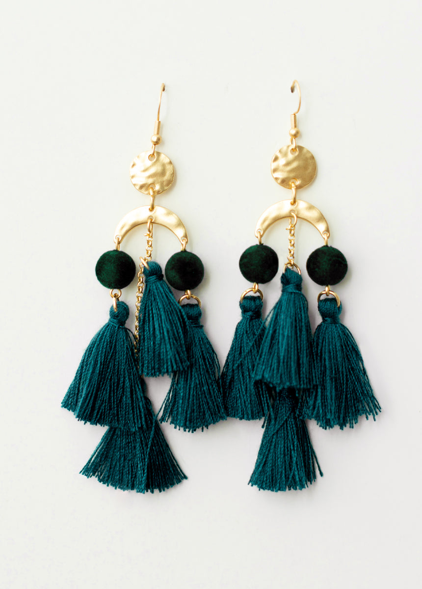 Pomlara Earrings in Deep Teal-My Prom Time
