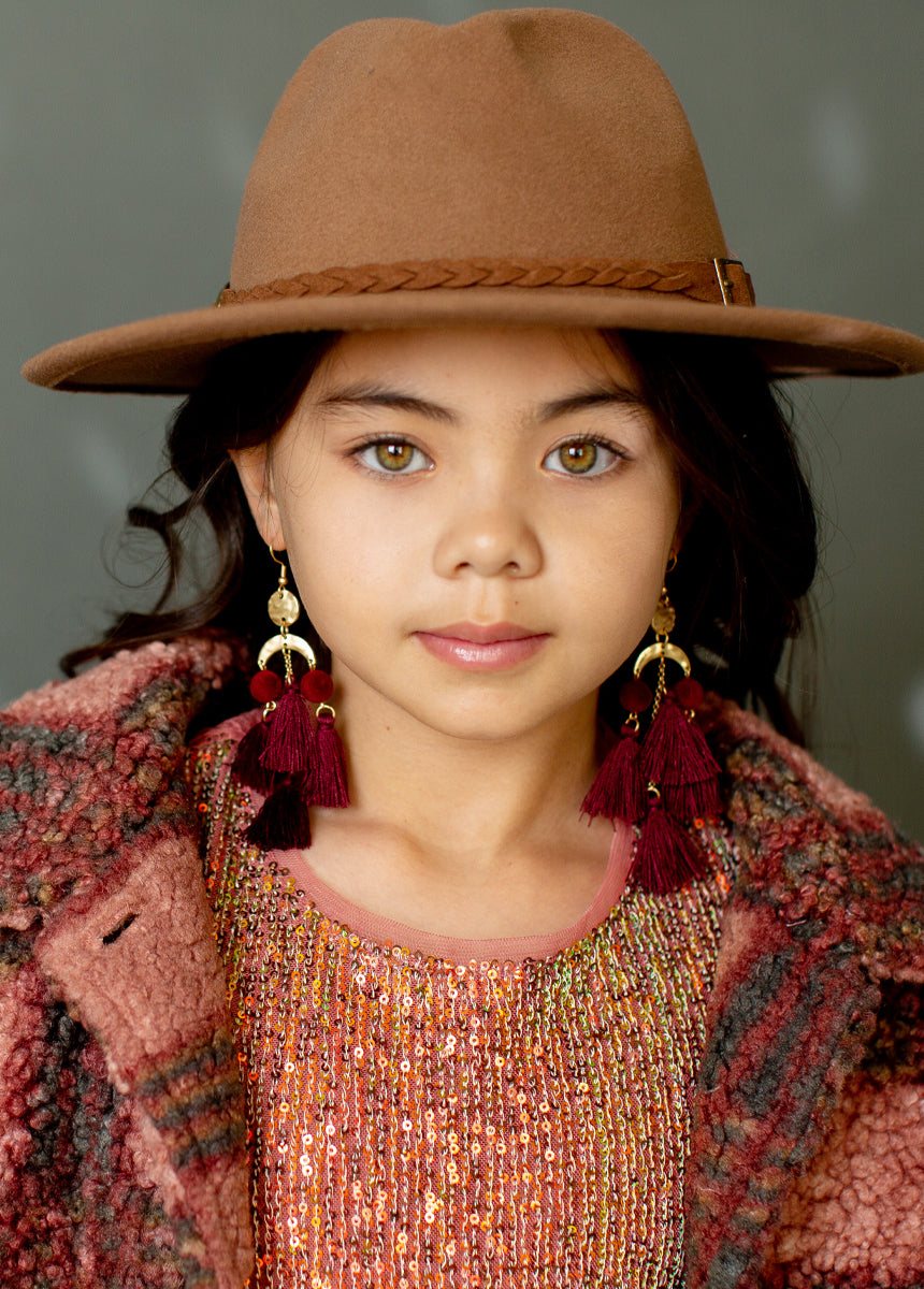 Pomlara Earrings in Burgundy-My Prom Time