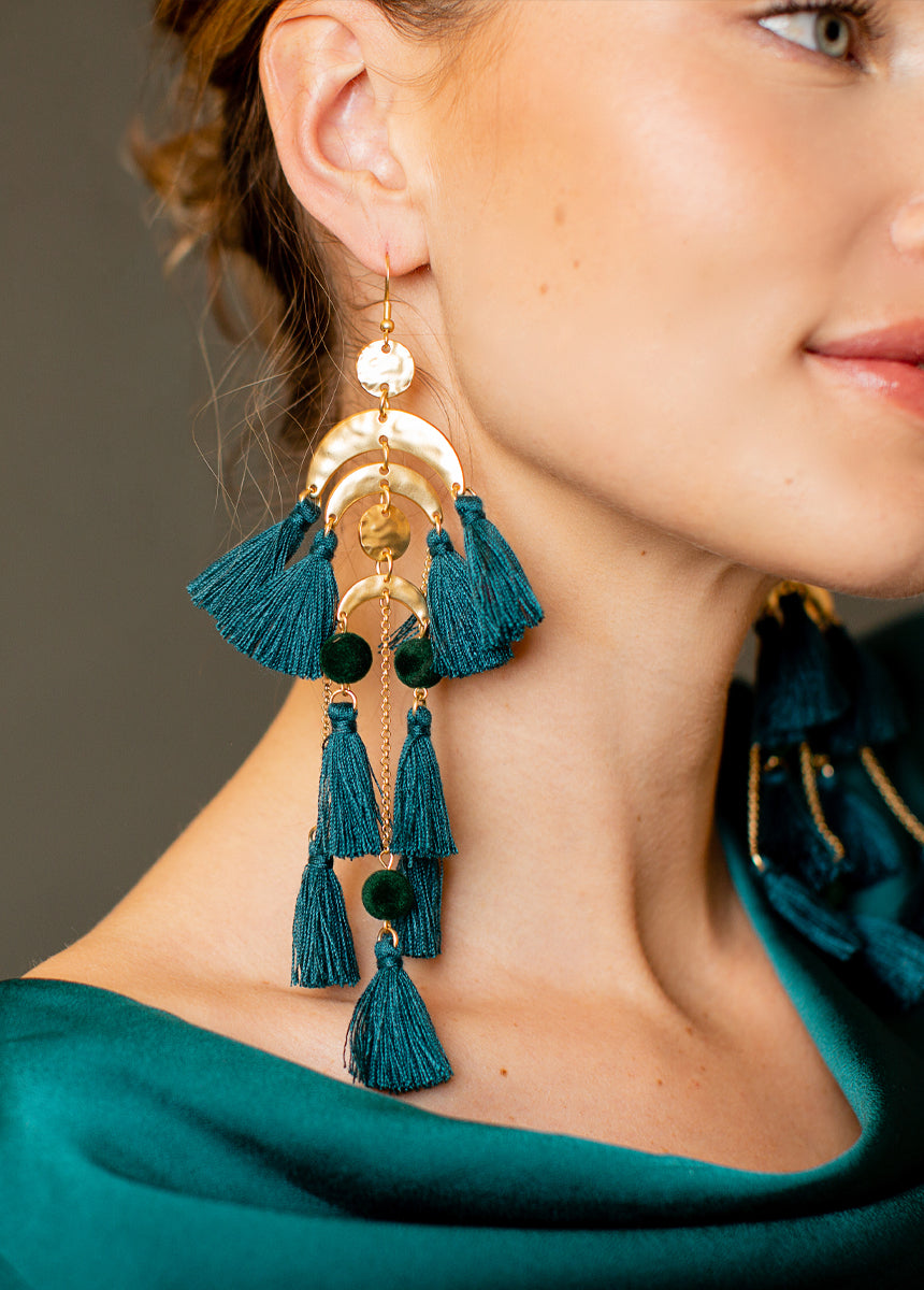 Pomla Earrings in Deep Teal-My Prom Time