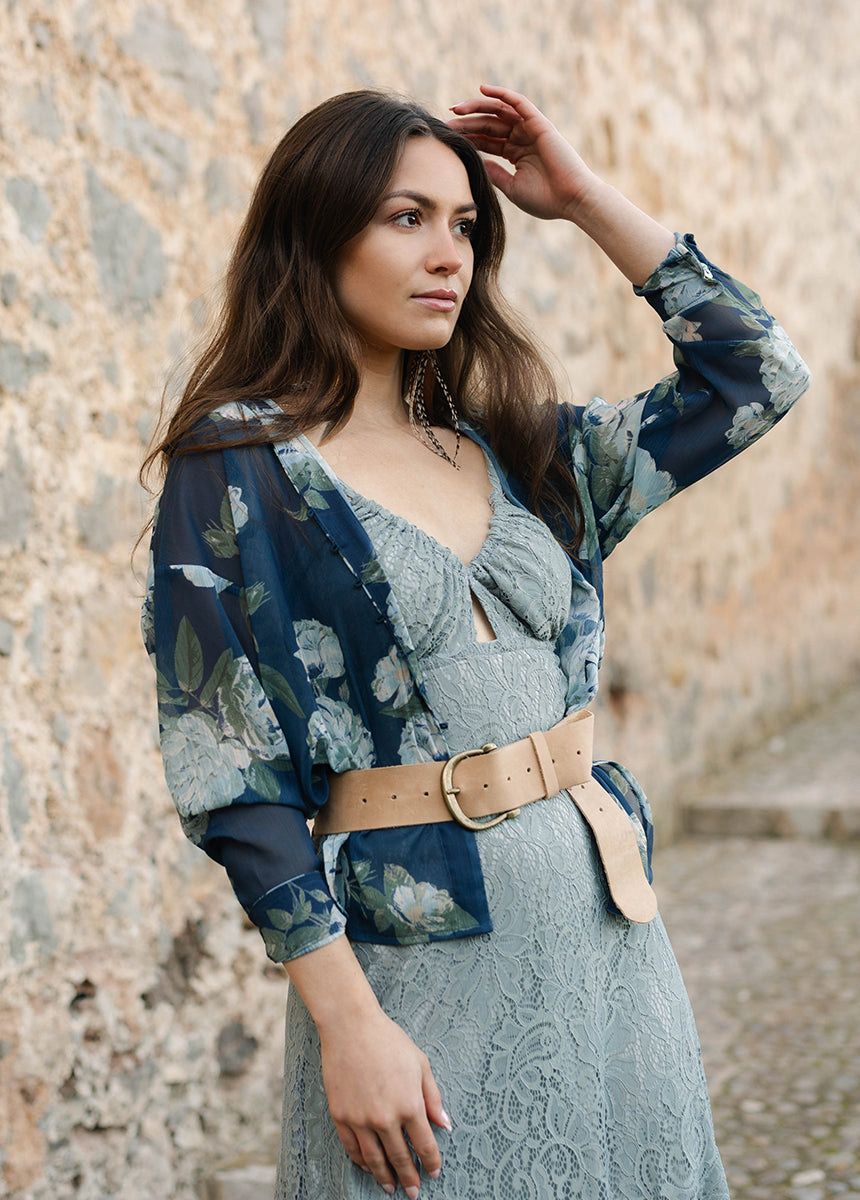 Agnes Top in Large Navy Floral-My Prom Time