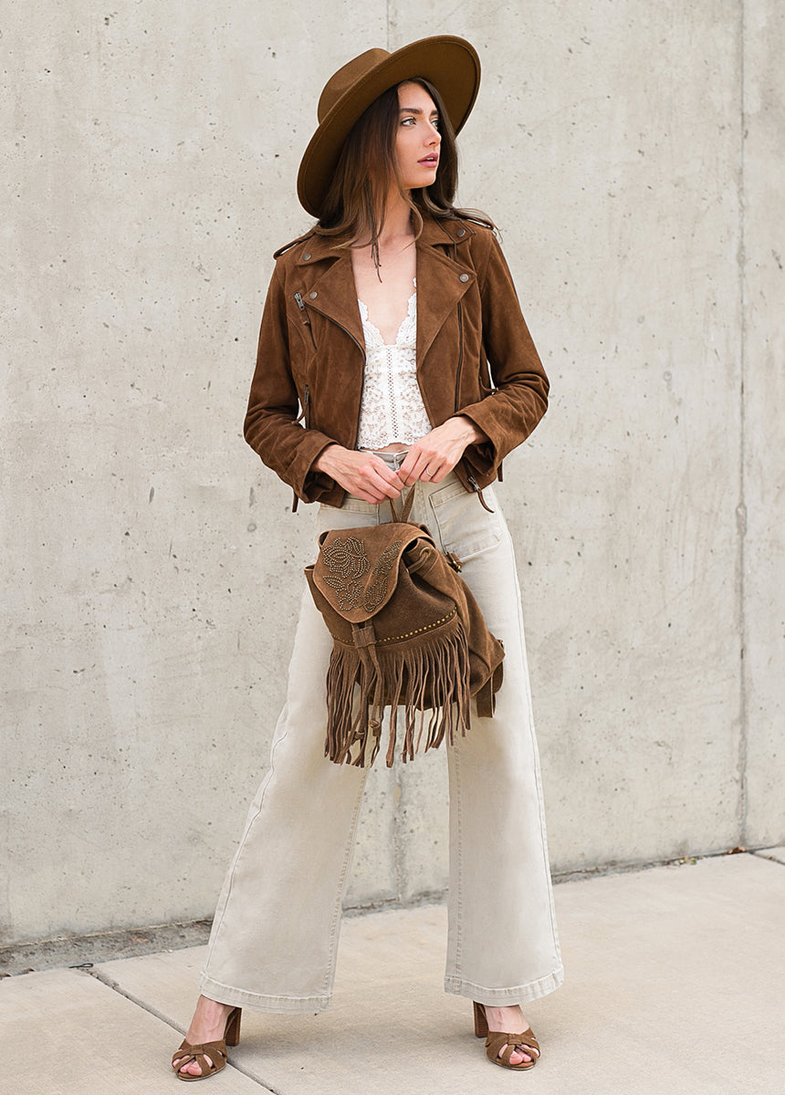 Roxana Leather Jacket in Nutmeg-My Prom Time