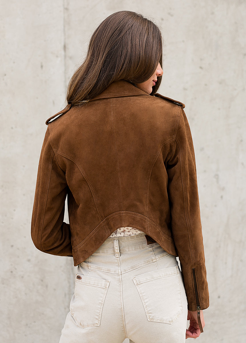 Roxana Leather Jacket in Nutmeg-My Prom Time