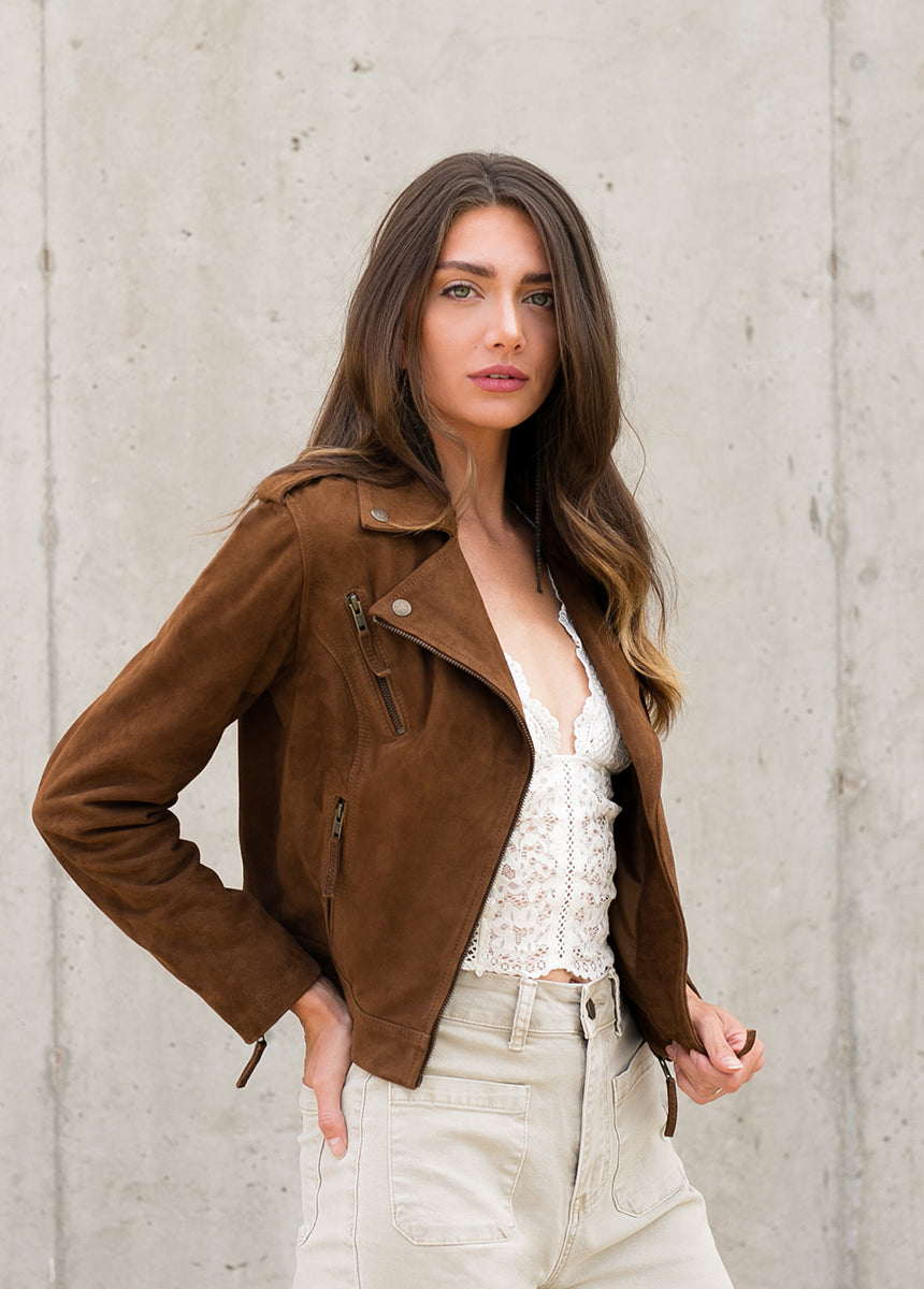 Roxana Leather Jacket in Nutmeg-My Prom Time