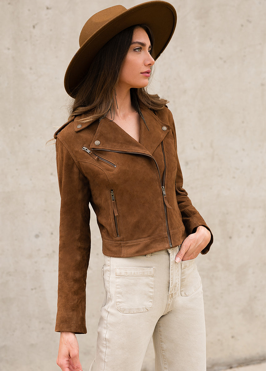 Roxana Leather Jacket in Nutmeg-My Prom Time