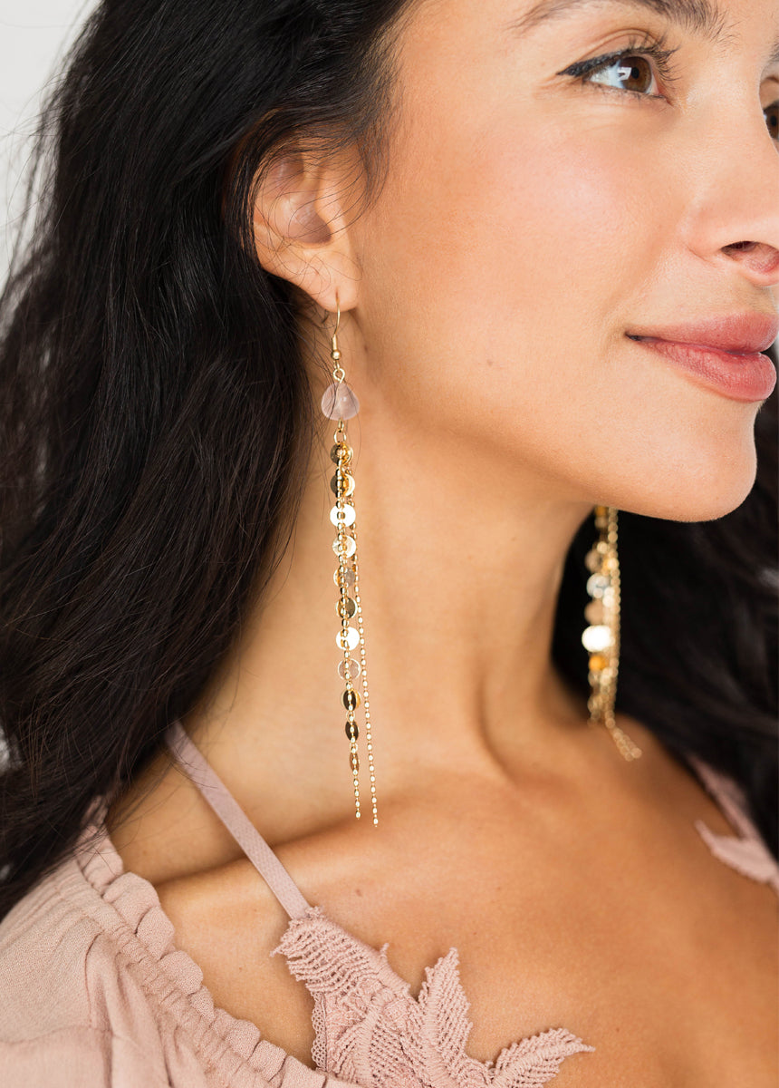 Sagitta Earrings in Rose Quartz-My Prom Time