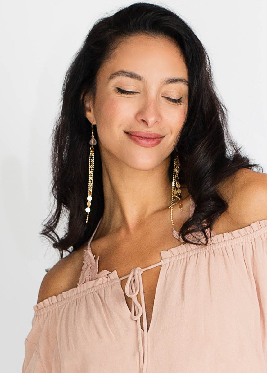 Sagitta Earrings in Rose Quartz-My Prom Time