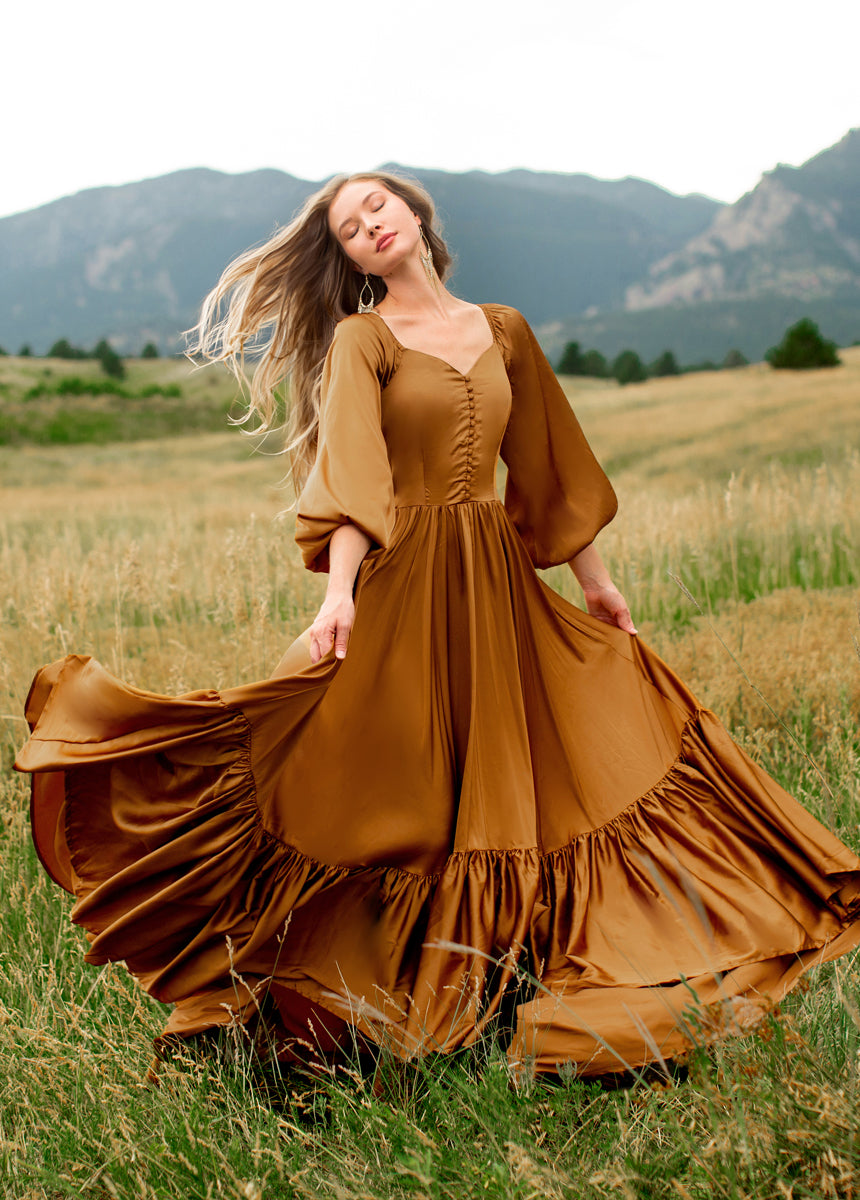 Lorna Impact Dress in Dark Honey-My Prom Time