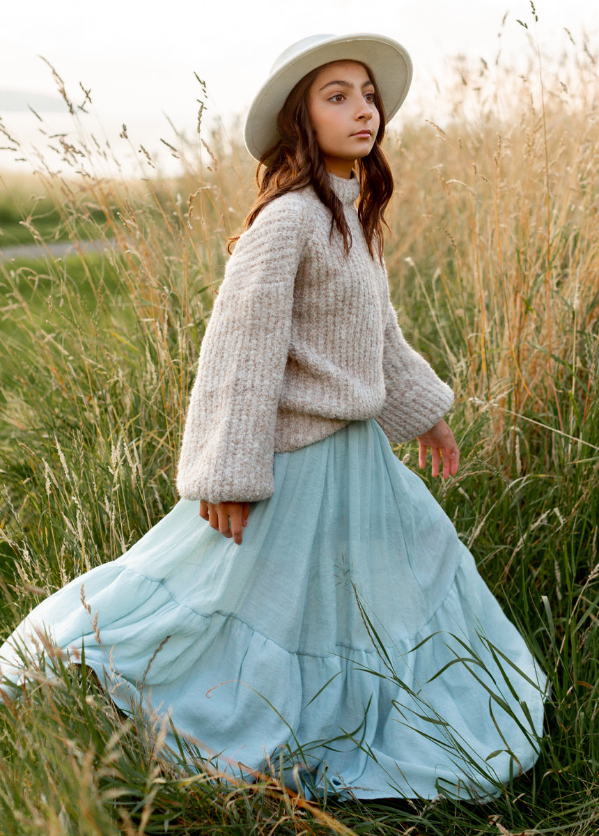 Annabel Skirt in Blue Smoke-My Prom Time