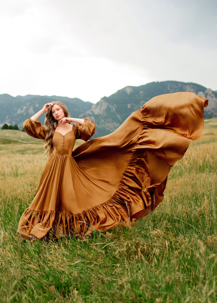 Lorna Impact Dress in Dark Honey-My Prom Time