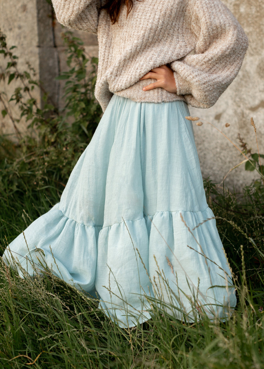 Annabel Skirt in Blue Smoke-My Prom Time