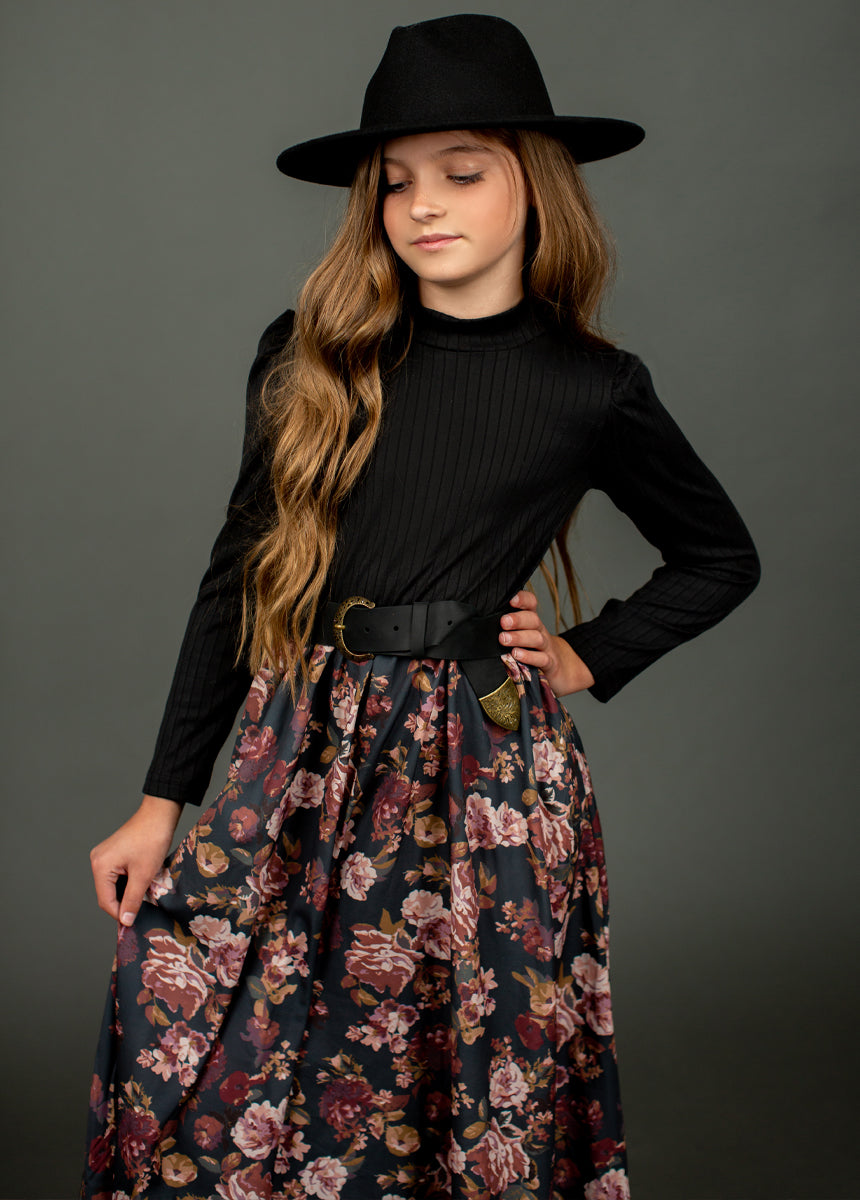 Sinda Leather Belt in Distressed Black-My Prom Time