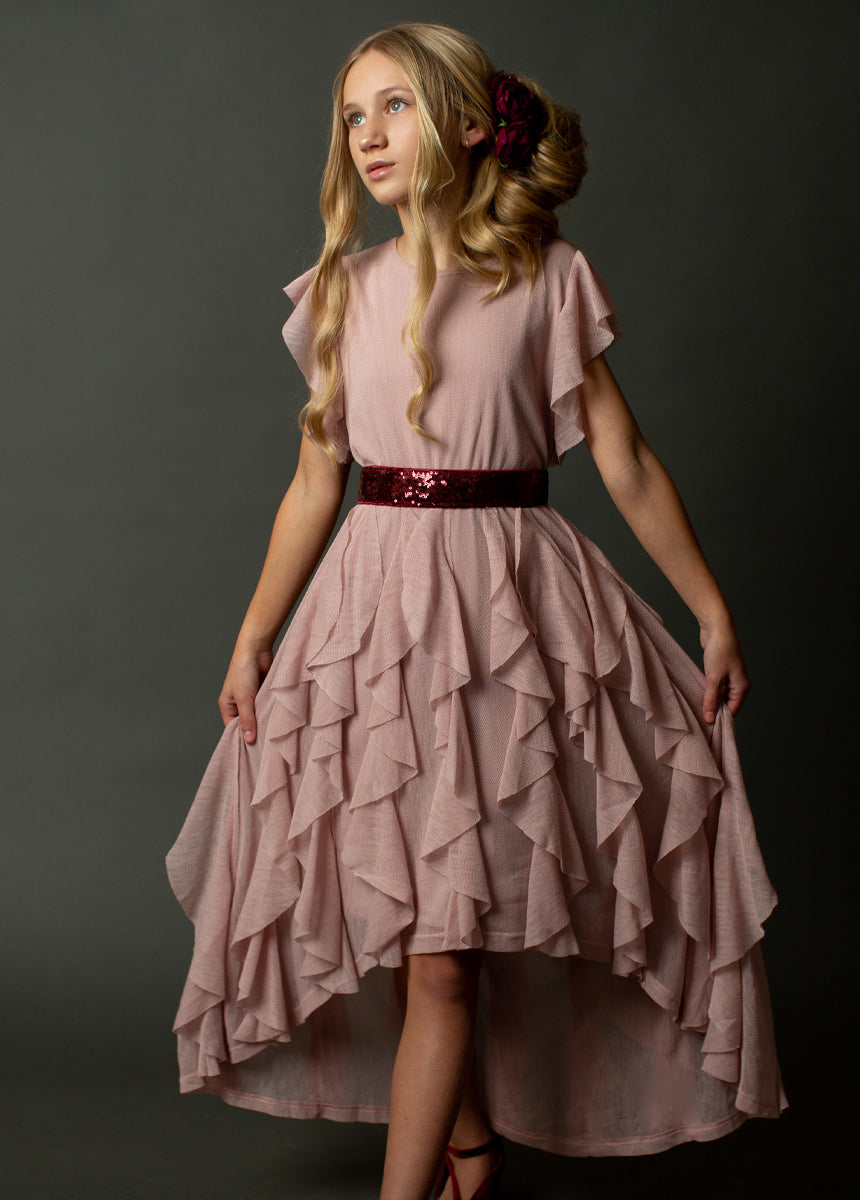 Molly Sequin Belt in Burgundy-My Prom Time