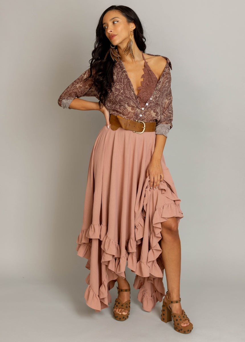 Agnes Top in Mahogany Floral-My Prom Time