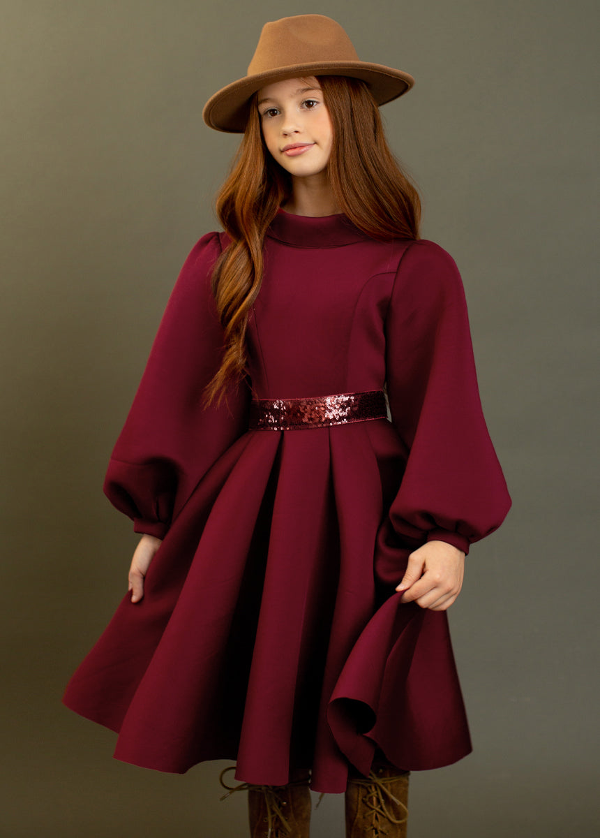 Molly Sequin Belt in Burgundy-My Prom Time